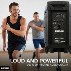AS-10TOGO – 1000W Peak Active Bluetooth® PA Speaker, 10” Woofer, Trolley Handle