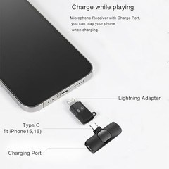 Professional Wireless Lavalier Microphone for iPhone, iPad, Android Phone, Mini