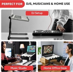 Pyle Portable Folding Laptop Stand – Standing Table with Adjustable Black