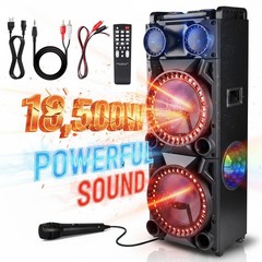 Dual 12″ Woofer Portable FM Bluetooth Party Speaker Deep Bass Sound With Mic US