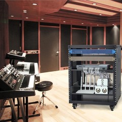 12U AV Rack Stand with Caster Wheels, Recording Studio Cabinet, Removable Panels
