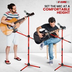 5 Core Microphone Stand Floor Height Adjustable w Extending Telescoping Boom Arm
