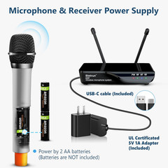 Microfono Inalambrico Dual UHF con Eco Graves Agudos y Receptor Bluetooth