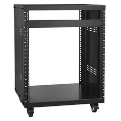 12U AV Rack Stand with Caster Wheels, Recording Studio Cabinet, Removable Panels