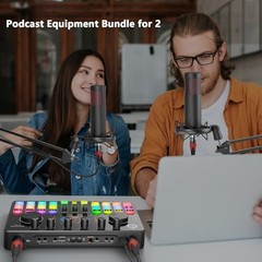 Podcast Mixer for 2 Mics RGB Voice Change Commander M100 3rd
