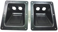 (2) Two Black Large Recessed Dish Plates for Speakon or XLR Connectors.