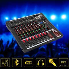 Pro 8 Channel Bluetooth Studio Audio Mixer Live Sound Mixing Console with USB