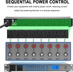 Rack Mount Power Conditioner 20A 10 Outlets 2000W Surge Protector Voltage Displa