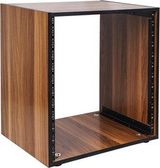 DIY 12U Studio Rack with Furniture Grade Walnut Laminate, Rubber Feet, Casters (