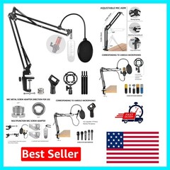 Boom Arm Scissor Mic Stand for Gaming & Streaming – Adjusts to 70cm Height