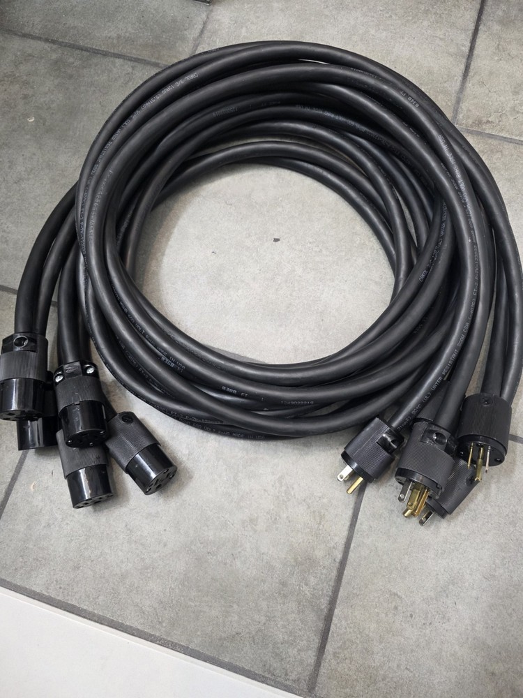 Male Edison To Female Edison 10ft 12/3 600V 15A Extension Jumper Cable Lot Of 5