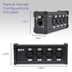 LyxPro 4 Channel XLR Splitter Box, Cable Breakout Male & Female to RJ45-Ethercon