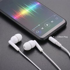Bulk 100 Pack White 3.5mm Wired In-Ear Headphones for Classroom Use