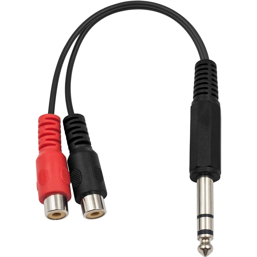 Poyiccot 6.35mm 1/4 inch TRS Stereo Jack Male to 2 RCA 20cm, Black& Red