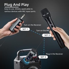 2PCS Wireless Professional Microphone Handheld Mic System Karaoke w/Receiver