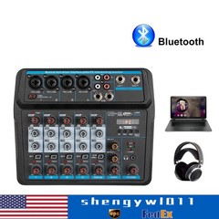 6 Channel Live Studio Audio Mixer USB Bluetooth DJ Sound Mixing Console Amplifie