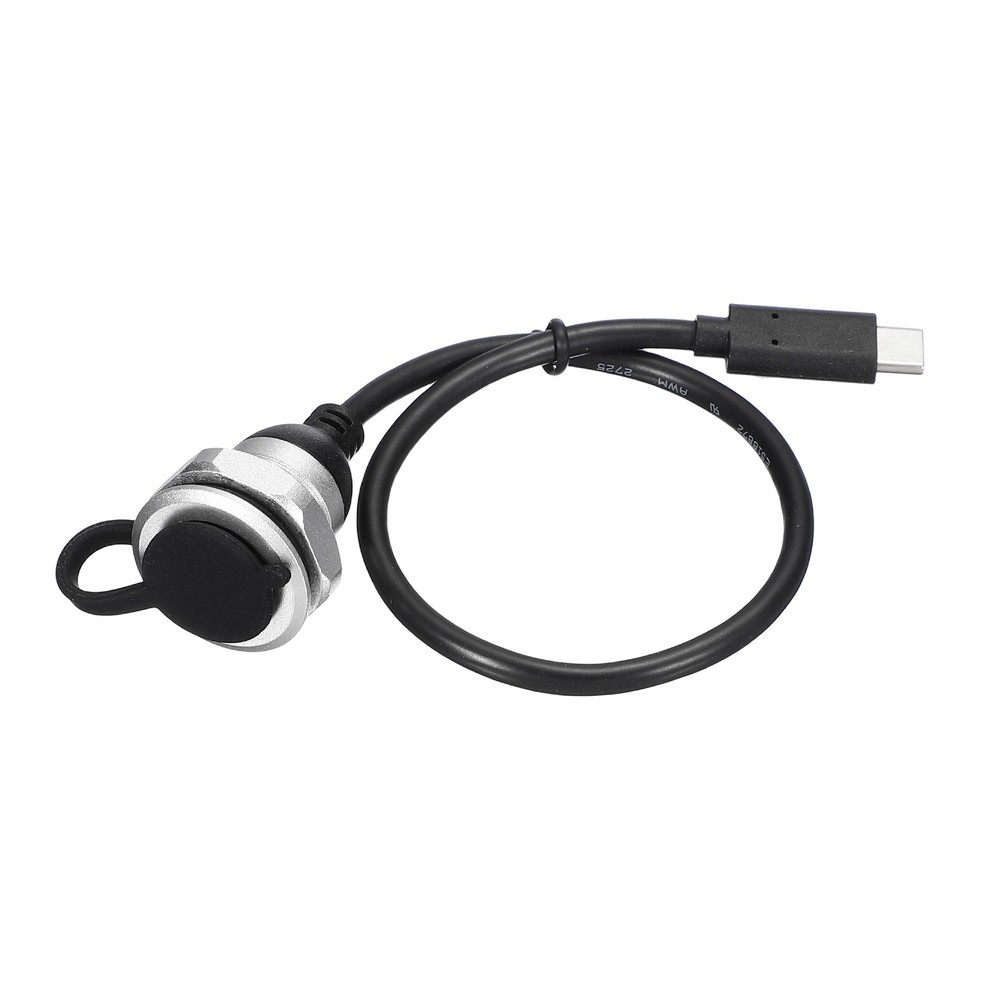 Round USB C 2.0 Panel Mount Extension Cable, Type-C Male to C Female, 1ft