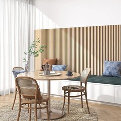 2 Pack Acoustic Solid Wood Wall Panels, 94.49” x 12.6” Natural Oak-1