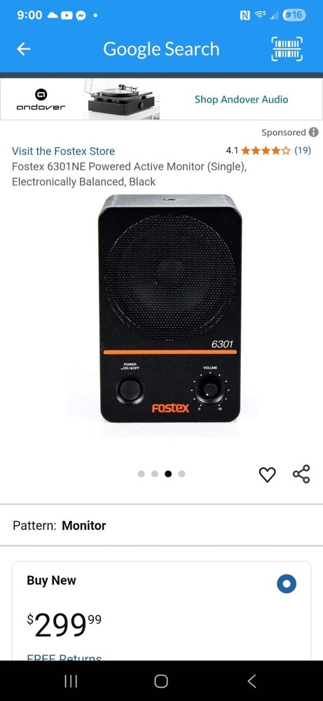 Fostex 6301 Active Monitor (Single), Xfmr Balanced – New! – ProSoundUniverse.