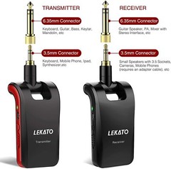 LEKATO Wireless Stereo Transmitter Receiver 6 Channels for Music Instrument
