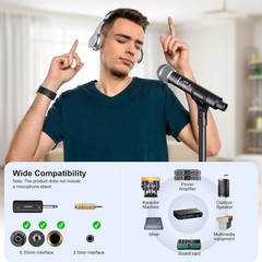 Aokeo Wireless Microphone for Mic Input, UHF Metal Dynamic Handheld Multipurpose