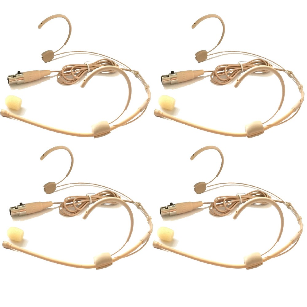 4x Headset Mic Headworn Microphone Mini XLR 4 Pin TA4F For Shure Wireless System