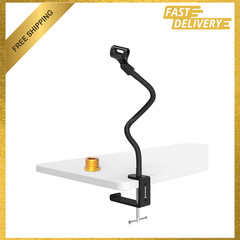 Microphone Stand Gooseneck 13 Inch Flexible Desk Clamp Mount for Podcast