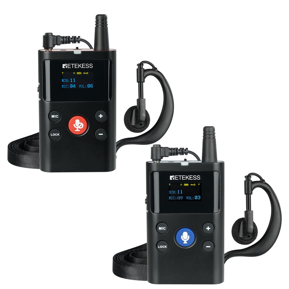 Retekess TT126 Two-Way Tour Guide System Mic Transmitter and One Receiver Church