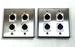 (2) Two Four XLR Double Wall Plates w/ Neutrik NC3FD-L-1 Female Stainless Steel