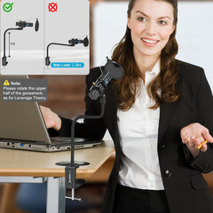 Microphone Stand Gooseneck 13 Inch Flexible Desk Clamp Mount for Podcast