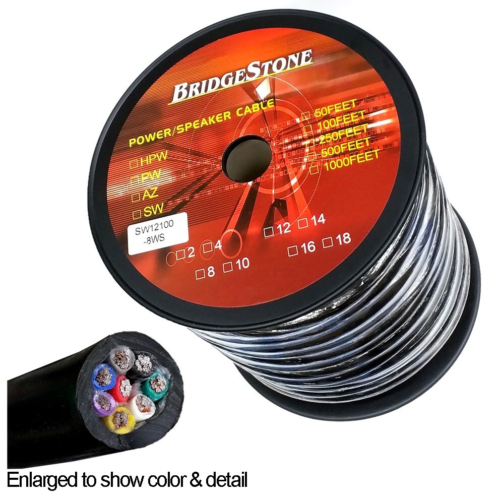 100 ft foot 12 gauge 8 conductor PRO AUDIO HIGH POWER SPEAKER CABLE WIRE SNAKE