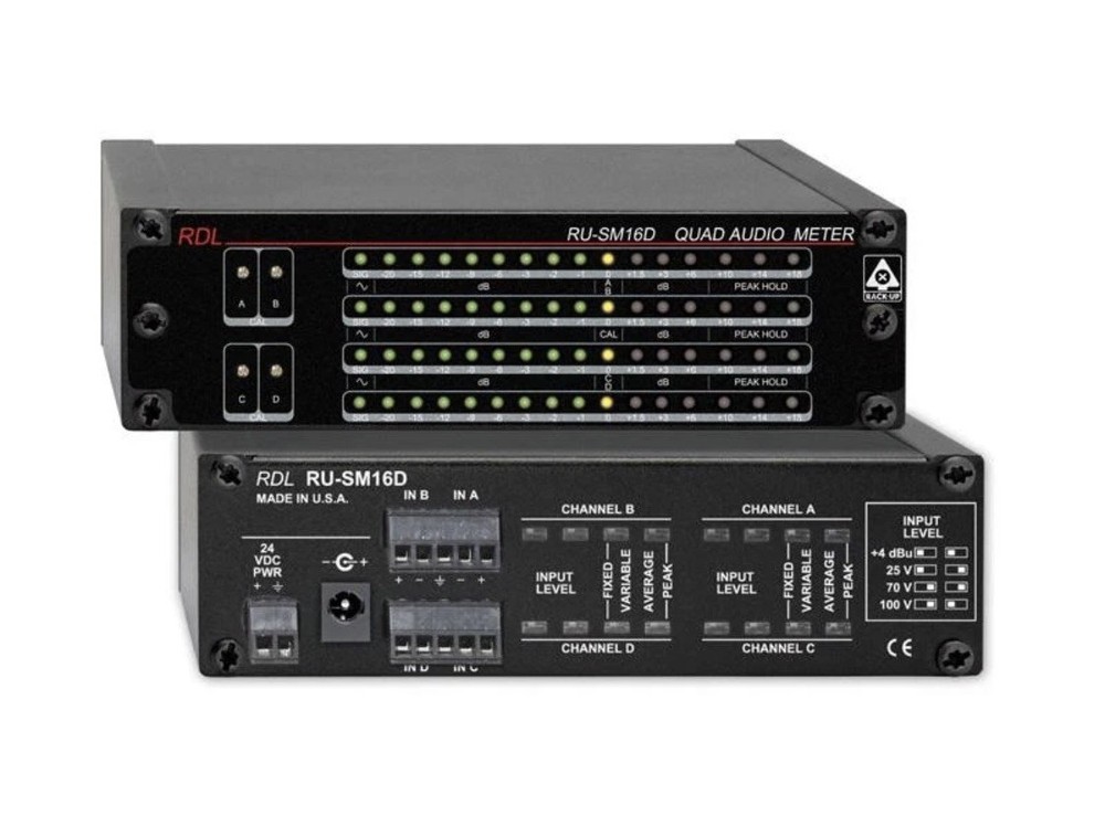 RDL RU-SM16D 4 Channel Audio Meter – Average/Peak/Hold Radio Design Labs RACK UP