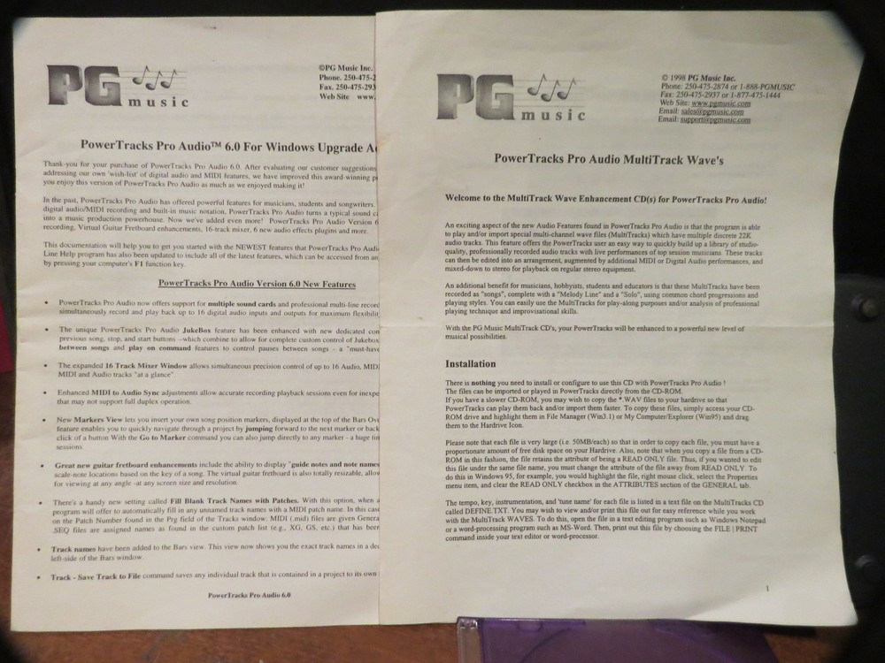 PG MUSIC POWER TRACKS MULTI-TRACK 2 WINDOWS UPGRADES 28 PAGES