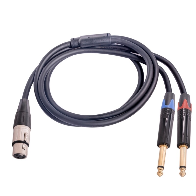 Dual 1/4 TS Mono to Female Cable Double Quarter Inch to Y Splitter Cable