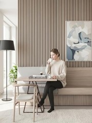 Wood Panels for Wall, Time-Saving Installation, 94.5×12.5 in, White Oak, 4 Pcs