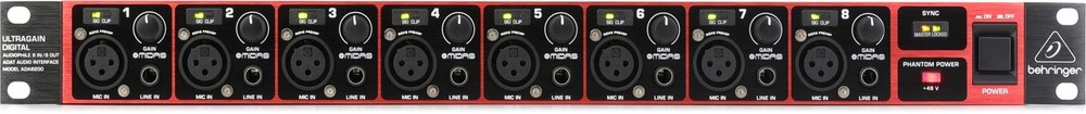 Behringer ADA8200 Audiophile 8 In/8 Out ADAT Audio Interface with 4.30, Black