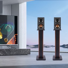 28″ Wood Speaker Stands 1 Pair Yellow Sandalwood/Black Walnut for HiFi Bookshelf