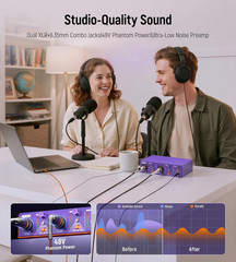 USB C Audio Interface for Recording Music, Streaming, Podcasting with Dual XLR,