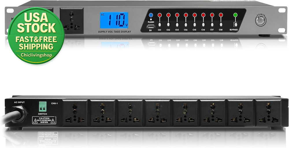 Power Conditioner 20 Amp 2000W 10 Outlet Rack Mount Audio Equipment 8 Switches