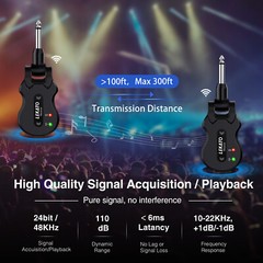 LEKATO 5.8Ghz Wireless Guitar System Audio Transmitter Receiver 300ft Max