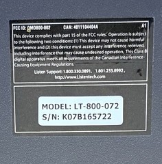 Listen Technologies LT-800-072 Stationary RF Transmitter 72 MHz Mint Excellent
