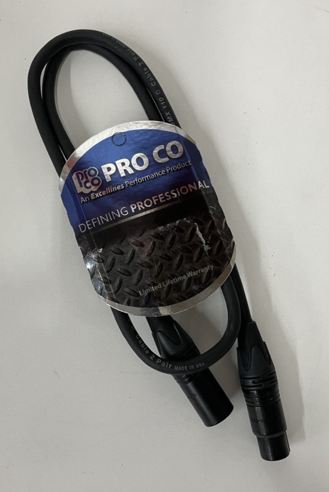 Pro Co Sound Professional 3′ DMX 5-Pin Extension XLR Male to Female Cable – NEW