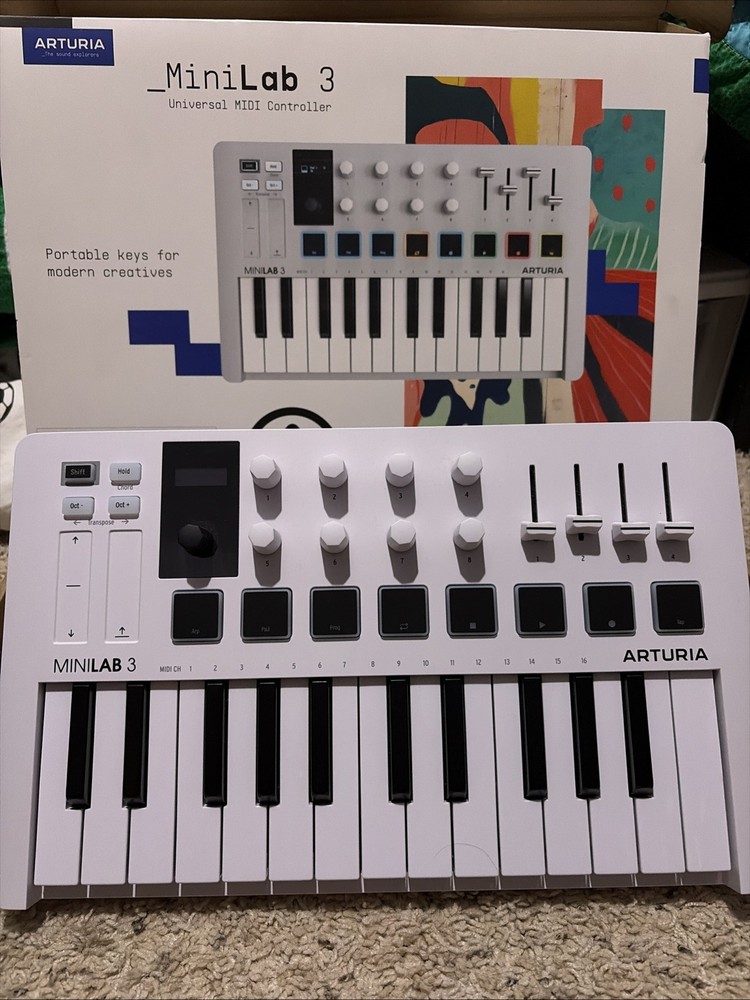 Arturia MiniLab 3 – MIDI Keyboard Controller – White, Does NOT Include Software