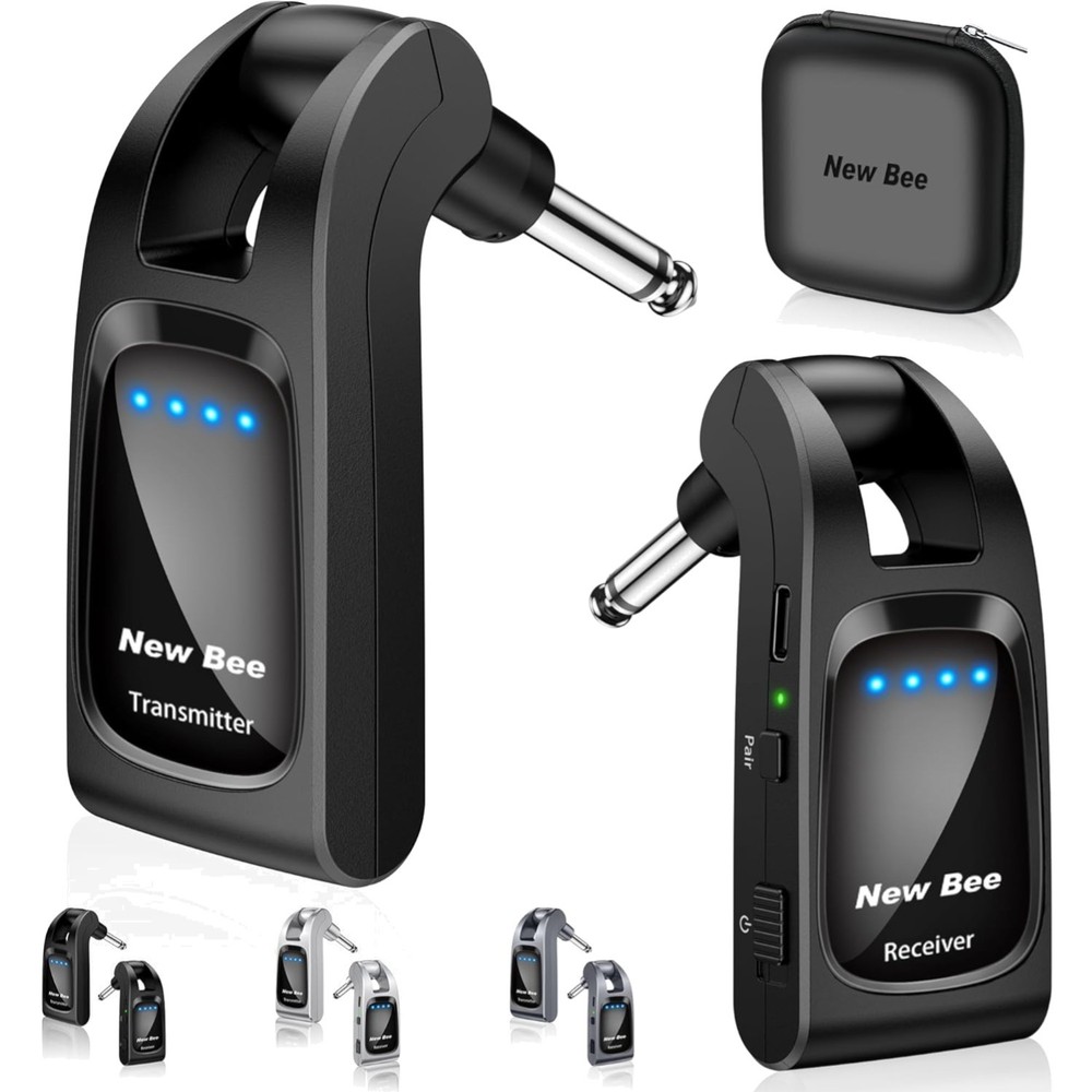 Wireless Guitar System 2.4GHz with 6 Channels 24Bit/48KHz Hi-Res Audio Rechar…