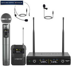 Phenyx Pro Wireless Microphone System,Metal Mic Set PTU-52B, Black
