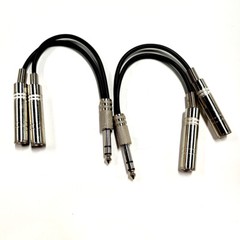 2pcs 1/4″ Stereo Male to Dual 1/4″ TRS Female Audio Y Splitter Cable Connector