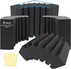 4 Pack Acoustic Bass Traps Corner Foam Panels Soundproof Wall Home Theater