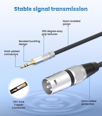 3.5mm to XLR Cable Unbalanced Mini Jack Adapter Microphone Cord 1.6ft