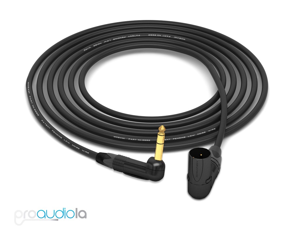 Mogami 2552 Cable | Neutrik Gold 90º XLR-M to 90º TRS | Black 35 Feet 35 ft. 35′