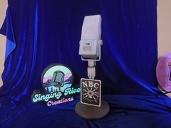 Reproduction Vintage NBC Nation Microphone Stand Flag Decor Memorabilia USA 5in